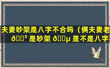 夫妻吵架是八字不合吗（俩夫妻老 🐳 是吵架 🌵 是不是八字不合）